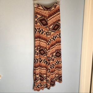 Southwestern Boho print long maxi skirt, festival